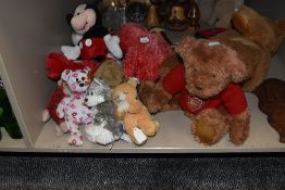 A selection of childrens cuddly soft toys including TY beanie babies