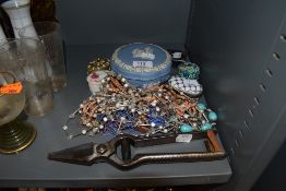 A collection of trinket boxes including Wedgwood , also a set of vintage Burdizzo snips and some