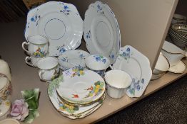 A selection of tea wares having Art Deco designs and hand painted most pieces in good condition