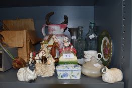 A mixed lot of items including vintage childs nursery rhyme cup and saucer, ceramics and bottles,