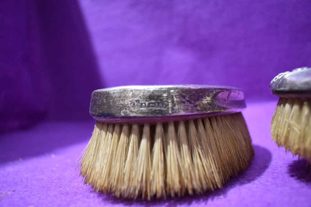 An HM silver backed clothes brush having engine turned stripe decoration and plain cartouche and - Image 2 of 3