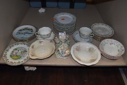 A selection of mixed ceramics including figure base and plates