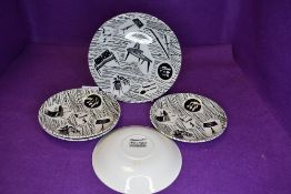 Four sought after mid century Ridgway Homemaker saucers and a bowl on original back stamp