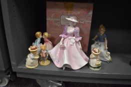 A selection of figurines amongst which are Royal Doulton Brambly hedge figures and Coalport