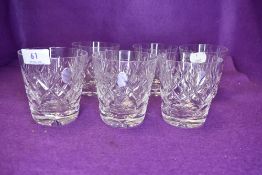 Six Royal Doulton Crystal crystal whiskey tumblers by Webb Corbett.