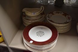 A selection of dinner and serving plates including Midwinter classic shape and Sampson Bridgwood