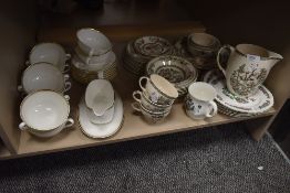 A selection of dinner and table ware ceramics including Indian tree