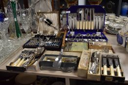 A large selection of cutlery flat ware and table settings including Viners Encore Thomas Turner many