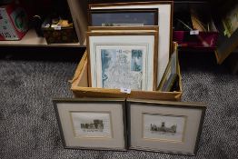 A selection of prints pictures and photo frames also embroidery