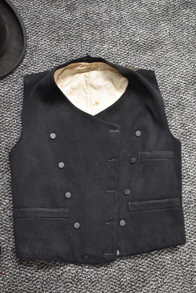 A collection of gents antique clothing including waistcoats and top hat. - Image 4 of 5