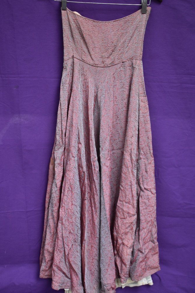 A 1950s strapless evening gown having iridescent blue and pink finish. - Image 3 of 3