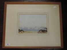 Two watercolours, D Baird Murray, seascape with distant battleships, one signed, each 18 x 26,