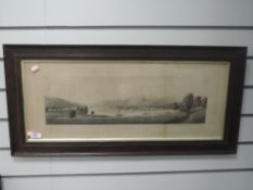 An engraving, after W Westall, Bowness Bay Lake Windermere, early C19th, 22 x 60cm, plus frame and