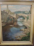 An oil painting, Henry M Almond, The Old Bridge, Barnard Castle, signed, and attributed verso, 74