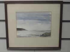 A watercolour, Campbell, Caswell Bay, indistinctly signed and dated (19)87, 14 x 18cm, plus frame