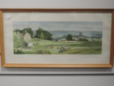 A print, after Leonard R Squirrell, carriage style, Richmond Yorkshire, 19 x 44cm, plus frame and