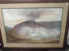 A pastel sketch, after Ainsworth, Pen- y -ol wen, Welsh mountain landscape, indistinctly signed,