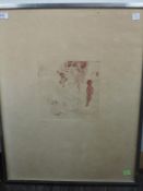 An etching, Astello/ Aruidio, abstract figures, indistinctly signed, and dated (19)73, and num 20/