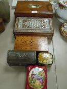 A selection of jewellery and trinket cases in various styles and designs including micromosaic