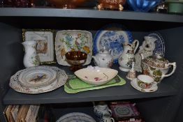 A mixed lot of ceramics including Maling ware, Carlton ware and more.