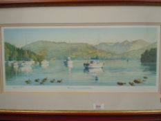 A signed print 'Morning on Windermere' framed and glazed.