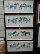 Four framed and glazed horse prints, signed indistinctly, possibly Zane star.