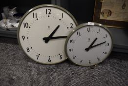 Two vintage TR services clocks,removed from a disused factory 'Property of Telephone rentals