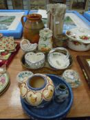 A selection of studio ceramics including hand decorated and Kiln fired