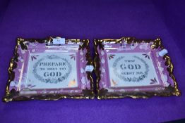 Two Victorian religious plaques having lustre finish.