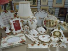A selection of ceramics by Royal Albert in the old country roses design and similar styled items