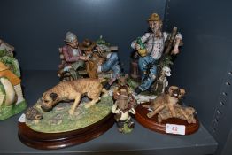 A selection of figures and figurines including Cappo and Border Fine Art Border Terrier study AF
