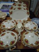 A selection of table and dinner wears by Royal Albert in the Old Country Roses design including