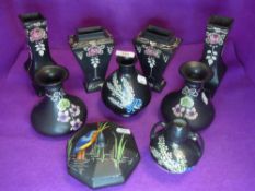 A selection of antique dressing table ceramics by Shelley having floral designs