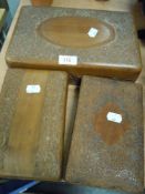 Three middle eastern hand carved trinket jewellery boxes or smokers humidors