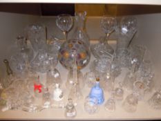 A selection of clear cut and crystal glass wares including selection of door bells