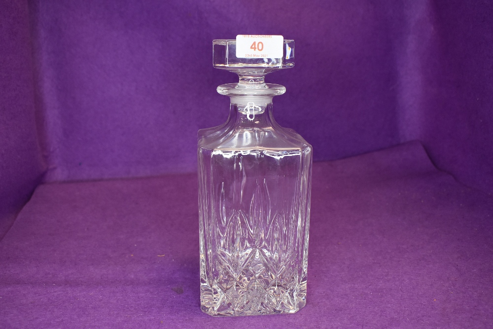 A vintage glass decanter.