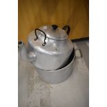 A vintage catering kettle , stock pot and brass tap