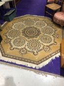 A vintage Octagonal rug, predominantly beige