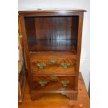 A reproductoion mahogany bedside drawer set, open shelf over drawer base, Georgian style, width