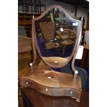 A 19th Century toilet mirror having shaped drawer base