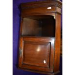 A 19th Century mahogany corner wall cupboard with open shelf, height approx. 73cm