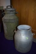 Two vintage churns