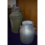 Two vintage churns