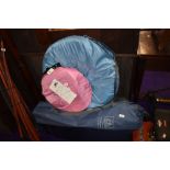 A selection of camping chairs, pop up tent, travel cot