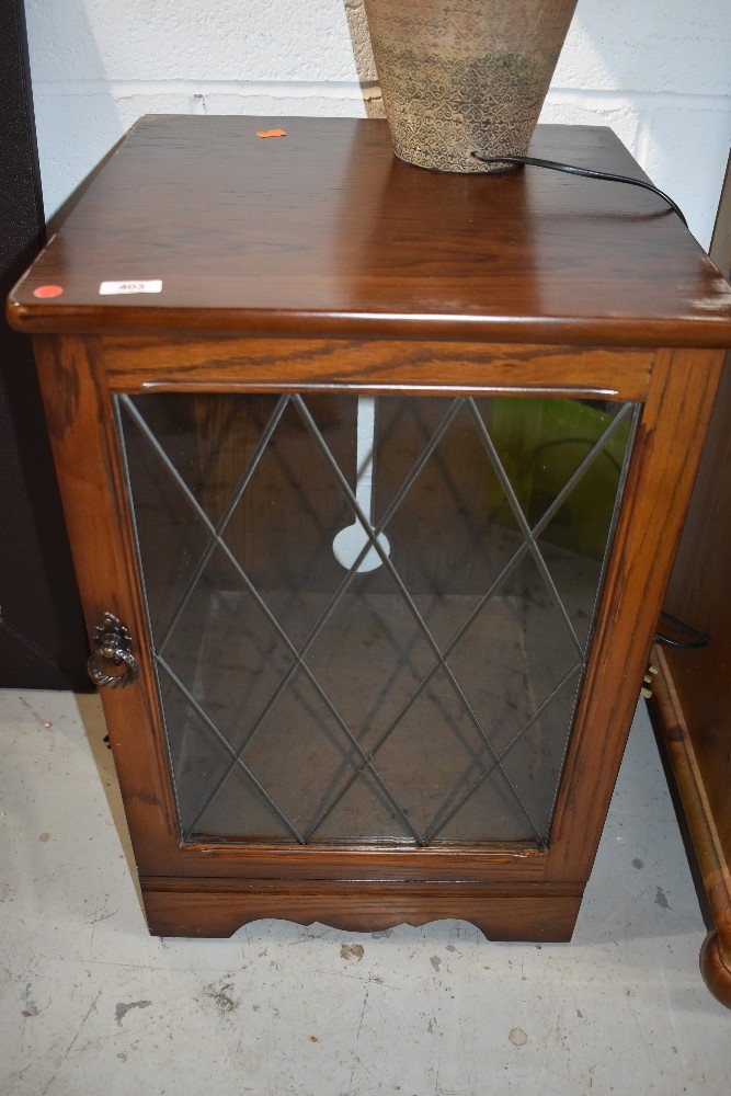 A priory style part oak glazed hifi or similar cabinet