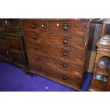 A 19th Century mahogany chest of two short over four long drawers , on bracket feet, width approx.