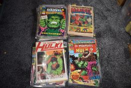 A collection of 1973 to 1982 The Mighty World of Marvel, Incredible Hulk and similar comics,