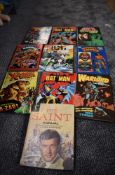 Ten 1970's and later Annuals, Warlord 1978, Bat Man 1981 and 1991, The Saint 1969, The Loan