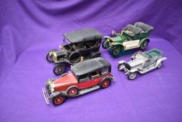 Four Franklin Mint 1:24 scale diecast models, 1935 Mercedes Benz 770 K Grosser, 1907 Rolls Royce