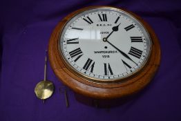 A BR (LM) oak framed Station Clock, Joyce Whitchurch 1512 having roman numeral repainted dial.